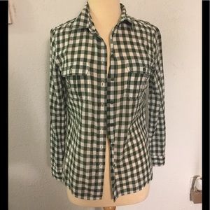 Gap green plaid long sleeve blouse size XS